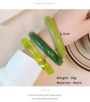 Juego De 3 Pulseras De Resina Acrílica Vintage Para Mujer Joyería Coreana Cuff Con Encantos Diseñador Redondo Regalos Nuevos - details 1