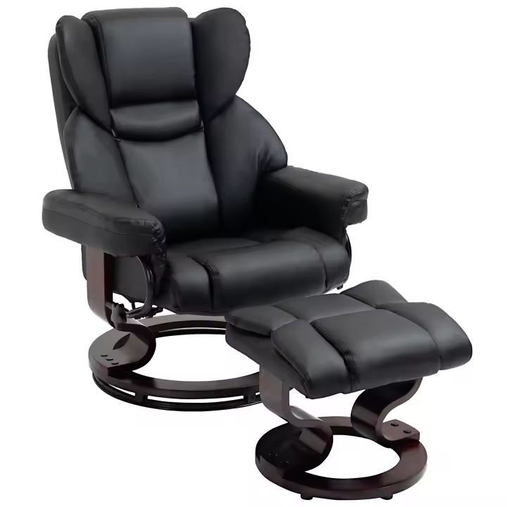 Sillón de relax HOMCOM con taburete, sillón de TV giratorio, sillón de TV con radio reclinableCión, sillón de descanso, sillón reclinable para sala de estar, dormitorio, cuero sintético - 1