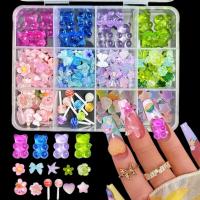 1Caja De Resina Dopa Colores Oso Gummy Estrellas Corazón Decoración Para Uñas Acrílicas Coloridas Flores Aurora Borlas Encantos Para Uñas DIY - details 5
