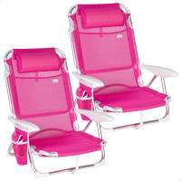 Aktive - Silla de playa plegable multiposición, aluminio y textileno, asiento bajo, incluye bolsillo lateral, cojín acolchado, asa de transporte, silla reclinable de playa, respaldo reclinable - details 8