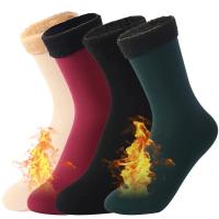 Calcetines De Veludo Grueso Para Invierno 1-5 Pares Calcetines Térmicos De Piso Para Mujer Y Hombre Color Sólido Calcetines De Cashmere - details 5