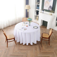 Mantel Redondo Blanco De Seda Para Bodas Y Fiestas Decoración De Mesa Hotelera Y Cumpleaños Mantel De Color Sólido Impermeable Y Antiaceite Para Comedor - details 1