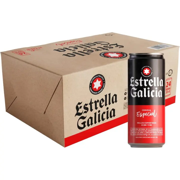 Cerveza Estrella Galicia Especial  Cerveza Lager Especial 24 Latas x 330M  5,5% ,VollDamm Doble Malta Estilo Märzenbier24 x 33cl,Cerveza Maestra Doble Lúpulo  12*2*33cl,cerveza Mahou 0,0 Tostada Cerveza Lager Refrescante Ligera 24*33cl - 1