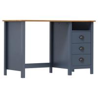 vidaXL Escritorio Hill con 3 cajones madera de pino 120x50x74 cm en color Marrón/Gris/Blanco | estructura resistente ideal para salón dormitorio o estudio - details 1