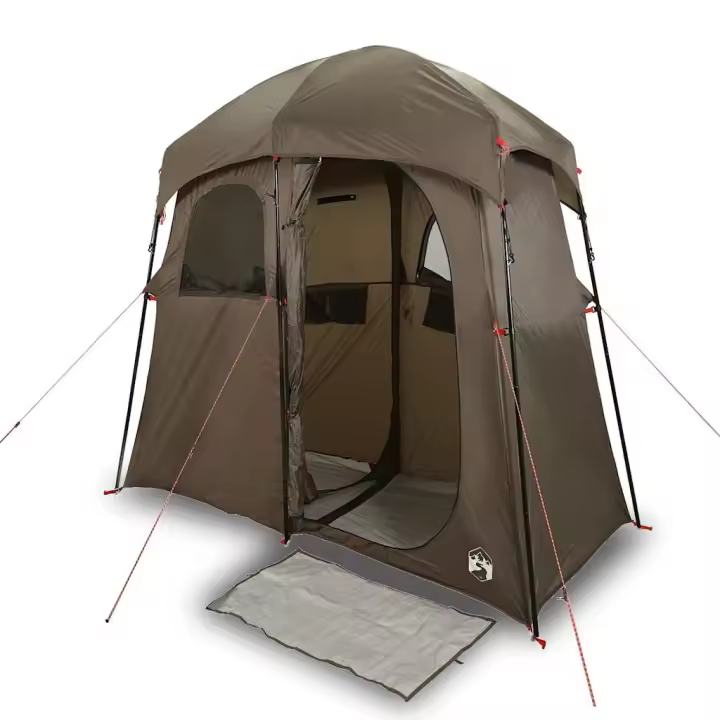 vidaXL Tienda de ducha para 2 personas impermeable marrón - 1
