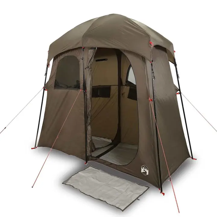 vidaXL Tienda de ducha para 2 personas impermeable marrón - 1