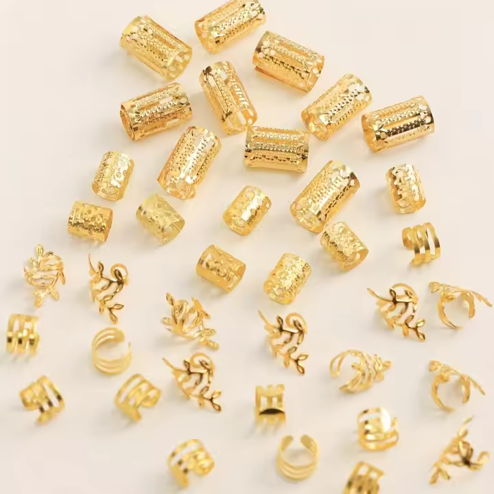 Juego De 40 Piezas De Anillos Para El Cabello Elegantes Con Patrones Diferentes Para Mujeres Y Niñas Accesorios De Cabello DIY Para Traviesas Y Recogidos - 1