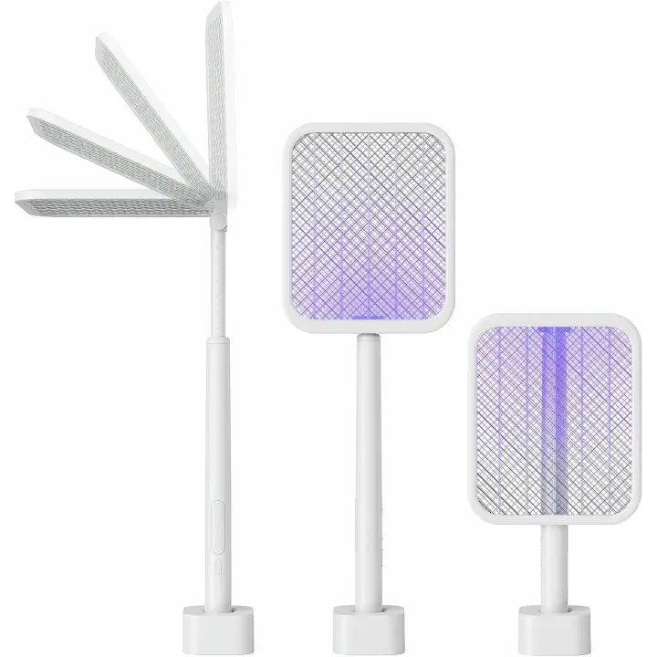 Estirable Raqueta Mosquitos Electrica 2-in-1 Reversible Matamoscas Eléctrico 3500V USB Recargable Raqueta Matamoscas Electrica con Malla Segura de 3 Capas - 1