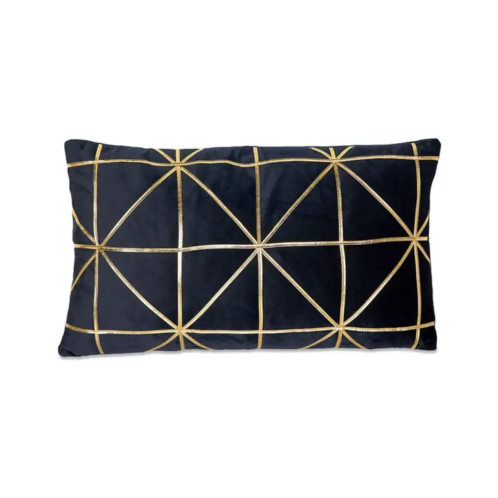 Cojín Negro Terciopelo Dorado 50*30 - Sofisticación Ideal - 1