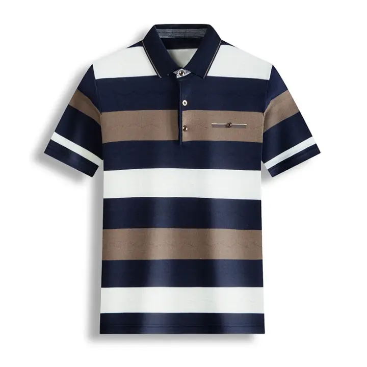 Camisa Polo Casual Para Hombres De Hilo Tejido Manga Corta Color Sólido Moda Top Transpirable Para Verano - 1