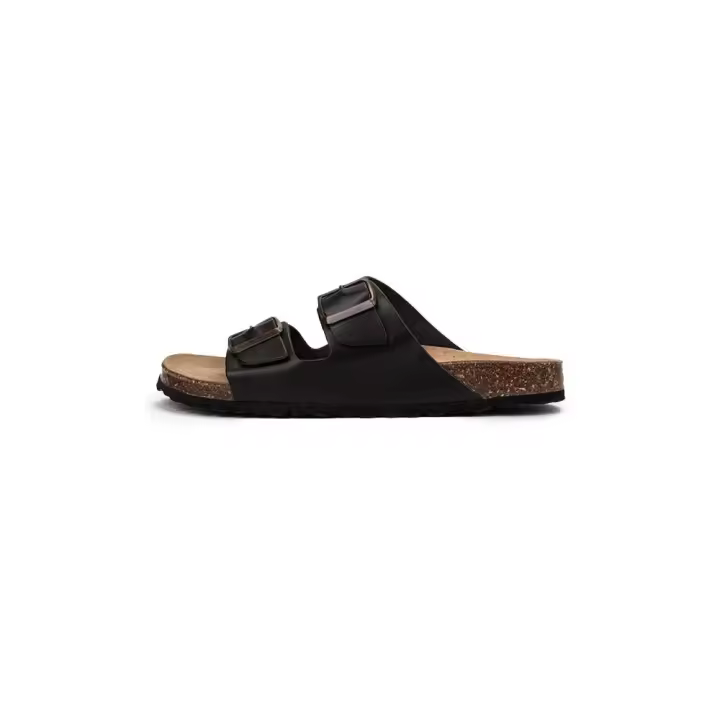 Kartamo Sandalias Planas de Hombre Fabricadas en Piel con Piso Ergómico Color Negro Sydney - 1