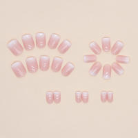 Uñas Postizas Francés Gradient Cortas 24 PCs Con 1 Jelly Y 1 Archivo De Uñas ABS Para Fiesta - details 3
