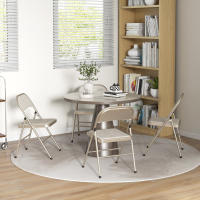 HOMCOM Juego de 4 Sillas Plegables Acolchadas con Respaldo y Estructura de Acero, para Salón, Comedor, Cocina, 45x46x78 cm, Beige - details 1