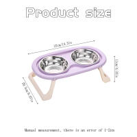 Tazón De Alimentos Para Mascotas Plegable En Acero Inoxidable Protección Del Cuello Base Alta Doble Para Gatos Y Perros - details 2