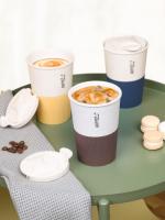 Taza De Café Portátil Doble Pared De Plástico Y Estraw Para Viajes Con Tapa Regalo Para Hombres Y Mujeres Taza De Bebida Ecológica - details 2