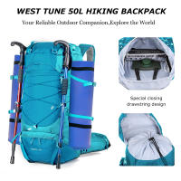 Mochila De Senderismo WESTTUNE De 50L Con Cubierta Contra Lluvia Bolsa Multifuncional De Montañismo Para Viajes Trekking Camping Material De Nylon Unisexdetails 4