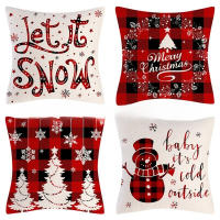 Nueva 4pcs Cojín Navideño De Peluche Corto Y Lino Estampado De Dibujos Animados Americanos Decoración Para El Hogar Material Poliéster - details 2