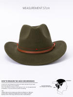 Sombrero De Paja Suave Británico Para Hombres Y Mujeres Sombrero De Jazz De Cuero Genuino Estilo Cowboy Occidental Con Borde Plano - details 2