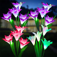 Luz Solar LED Para Camino De Flores Lirio Luz De Valla Exterior Impermeable Cambio De Color Para Jardín Patio Decoración Moderna - details 0