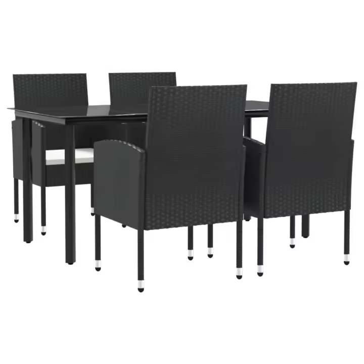 vidaXL Juego de comedor de jardín 5 pzas ratán sintético y acero negro - 1