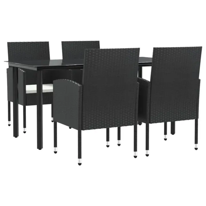 vidaXL Juego de comedor de jardín 5 pzas ratán sintético y acero negro - 1