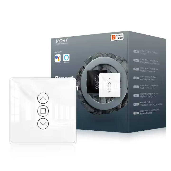 Interruptor De Cortina ZigBee MOES Panel De Toque De Vidrio 2.5D Inteligente Compatible Con Alexa Google Home Tuya Control Remoto Por App - 1