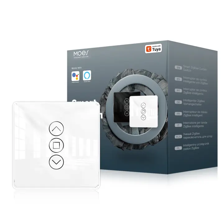 Interruptor De Cortina ZigBee MOES Panel De Toque De Vidrio 2.5D Inteligente Compatible Con Alexa Google Home Tuya Control Remoto Por App - 1