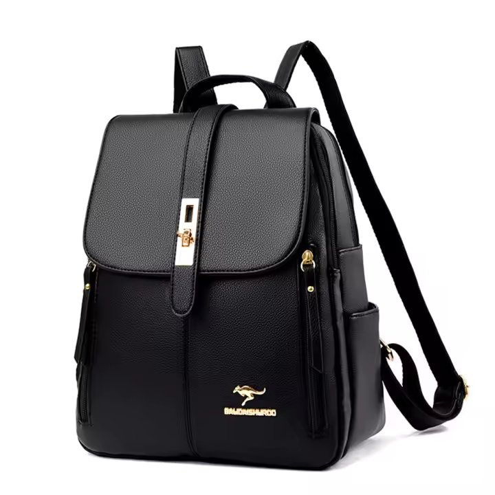 Mochilas de cuero de lujo para Mujer y Niña, Morral informal, Mochila Vintage Negra, mochilas escolares - 1