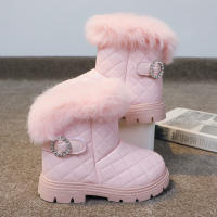 Botas De Invierno Para Niñas De Moda Con Pelo De Pluma Grueso Y Cálido Color Sólido Botas Cortas Para Niñas Estilo Británico Con Cierre SLIP-ON Talla Verdadera - details 25