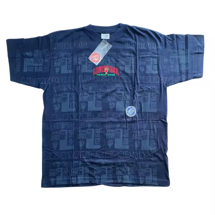 KT Sports Camiseta Liverpool Super Reds Talla XL Manga Corta Color Azul Marino Estampado único con logo bordado Algodón Peinado de alta Calidad Modelo Vintage Nuevo con Etiquetas - 1