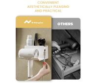 Soporte para Secador De Pelo, Sin Taladrar Soporte Autoadhesivo para Secador De Pelo, con Organizador De Cables Organizador De Herramientas (Modelo actualizado). Blanco - details 2
