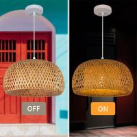 Lámpara Colgante De Bambú Clásico Con Brillo Y Rattan Iluminación Pendente Hecha a Mano Para Decoración De Hogar Y Dormitorio - details 1