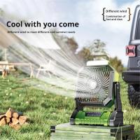 Ventilador para acampar al aire libre, ventilador portátil para tienda de campaña, con batería de 5400 mAh, iluminación de tres niveles, sincronización de 4 niveles, velocidad del viento de 4 niveles, adecuado para acampar al aire libre (verde, naranja) - details 5