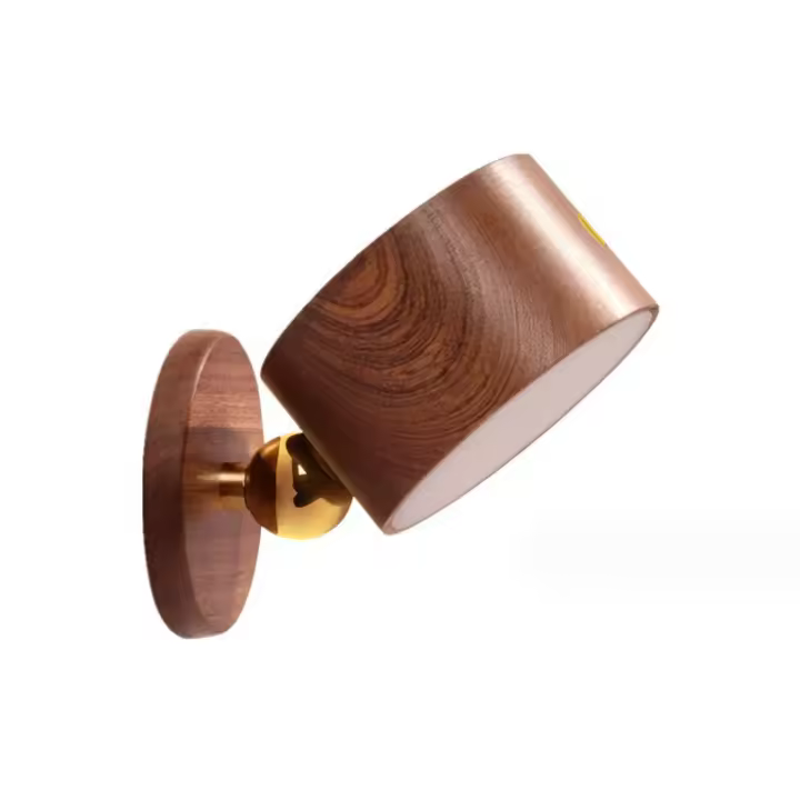 Lámpara De Noche Minimalista De Madera Sin Perforar Lámpara De Pared LED Para Dormitorio Con Recargador USB Y Regulación De Luminosidad Táctil - 1