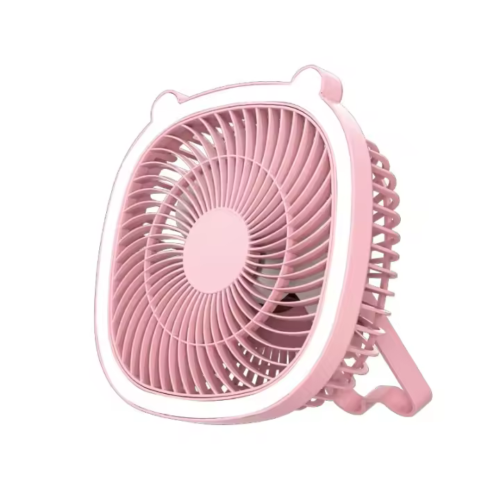 Cool & Cute Ventilador Portátil con Luz LED - Mesa y Camping - Ventilador USB (Rosa) - 1
