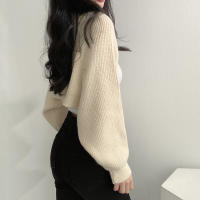 Cardigan De Mujer Elegante De Color Sólido Con Manga Larga Tejido En Nudo Chal Ultra Corto Para Otoño Chaqueta Moda Cuello Mandarín Ajuste Regular - details 3