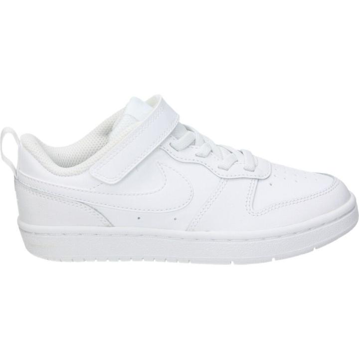 NIKE | Deportiva Nike Court Borough Low 2 Kids – Zapatilla Casual en Color Blanco Infantiles – Sneaker con Cierre de Cordones y Velcro – Estilo Casual – Versátiles – Combinables – Modelo BQ5451-100