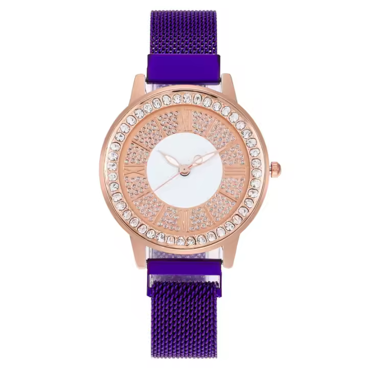 Reloj para mujer con estrellas y piedras brillantes, movimiento de cuarzo, correa magnética, un reloj de lujo y comodidad para la mujer - 1