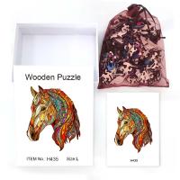 Rompecabezas De Madera En Forma Irregular De Caballo Juego De Puzzle Personalizado Para Adultos Juego Familiar Interactivo Regalo Único Y Elegante - details 8