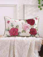 Funda De Cojín Decorativa De Algodón Bordada Con Flores Estilo Rustico Para Hogar Funda De Cojín De Tela Suave Para Sala De Estar Y Dormitorio - details 2