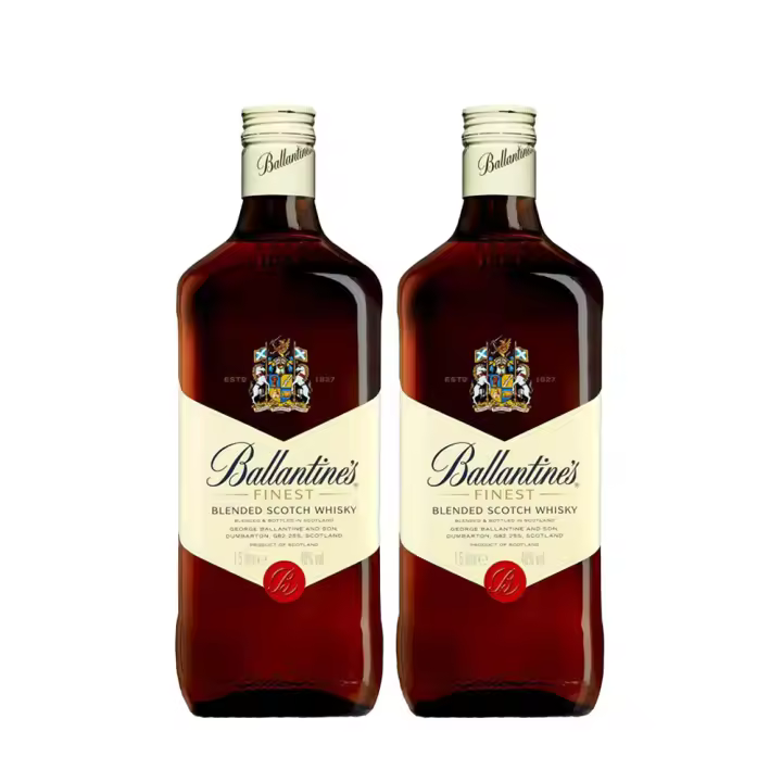 Ballantine's Finest Whisky – Pack 2 Botellas (1,5L cada una)  Mezcla de Más de 40 Whiskies – Ideal para Cócteles y Disfrutar Solo - 1
