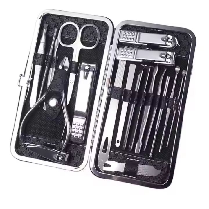Kit De Manicura Y Pedicura 19 Piezas Tijeras De Uñas Y Cutículas De Acero Inoxidable Con Estuche De Viaje Para Uñas Y Pies - 1
