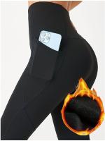 Leggings De Yoga Para Mujer Cintura Alta Pecho Primavera Otoño Invierno Con Bolsillos Y Cierre Elástico De Terciopelo Grueso - details 0