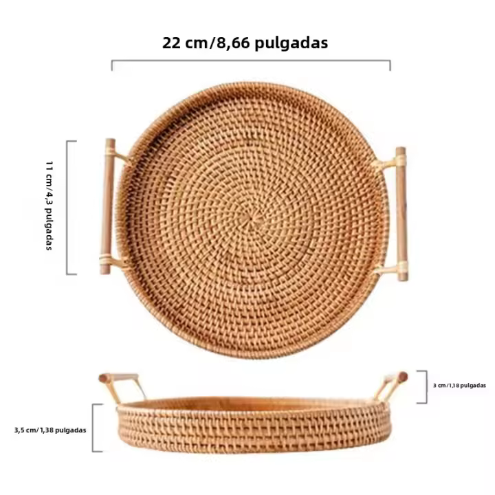 Paseador De Té Y Aperitivos De Rotura Tejida Artesanal Con Manillas Doble Ideal Para Panecillos Multipropósito - 1