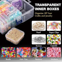 Caja De Almacenamiento De Joyería 14 PCS Set Transparente Y Desmontable En Plástico Cuadrada Para Arte De Uñas Y Granulados Antipolvo Con Etiquetas - details 4