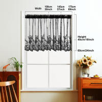 Cortina Corta De Encaje Negro Con Patrón Floral Elegante Valance De Ventana Pastoral Para Cocina Con Bolso De Percha 1 Pieza - details 2