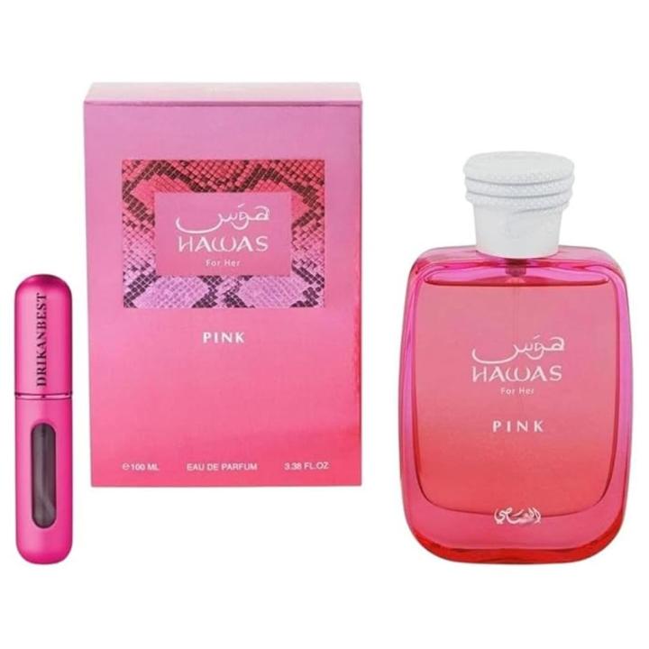 Rasasi Hawas Pink Eau de Parfum Mujer 100ml + Atomizador Recargable 5ml Drikanbest de Regalo – Perfume Árabe Dulce y… — oferta en Miravia