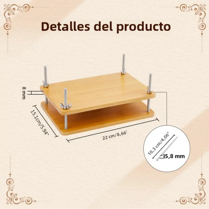 Prensa De Libros De Bambú Herramienta De Encuadernación Manual Prenda De Papel Para Manualidades DIY Artículos De Oficina - 1