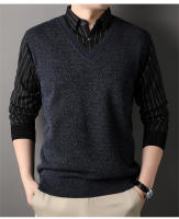 Suéter De Poliéster Para Hombre Con Cuello Polo Y Rayas Gris Oscuro Acolchado Y Cálido Para Otoño E Invierno Moda Coreana - details 6
