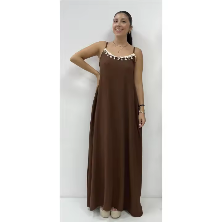 Vestido Conchas Marron - 1